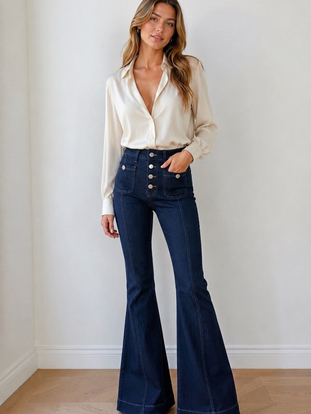 Vintage Tory Burch Dark Wash High Rise Flare Jeans Button Fly Size 28